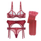 Ultra-thin transparent yarn lingerie set bras+garters+thongs+stockings 4 piece set The Clothing Company Sydney