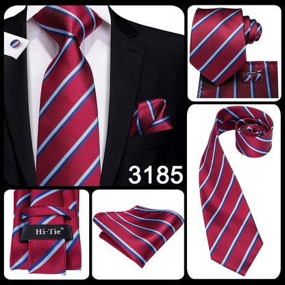 3 Piece Business Classic Blue Black Striped Solid Neck Tie Necktie Pocket Square Cufflinks Wedding Party Silk Tie Set The Clothing Company Sydney