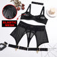 Four-Piece Set Erotic Lingerie Transparent Bra Kit Push Up See Through Lace Mesh Seamless Underwear Garters The Clothing Company Sydney