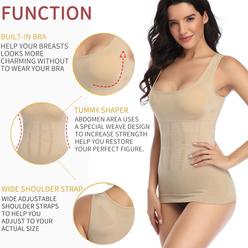 Women's Padded Shapewear Camisole Body Shaper Compression Shirt With Pads Waist Trainer Tummy Control Tank Tops Seamless Corset The Clothing Company Sydney
