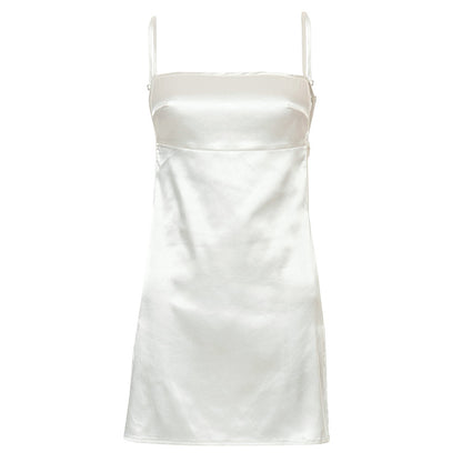 Summer Backless Strap Dress White Short Robe Beach Party Vacation Casual Fairy Sundress Mini Dress The Clothing Company Sydney