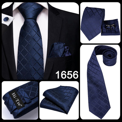 3 Piece Business Classic Blue Black Striped Solid Neck Tie Necktie Pocket Square Cufflinks Wedding Party Silk Tie Set The Clothing Company Sydney