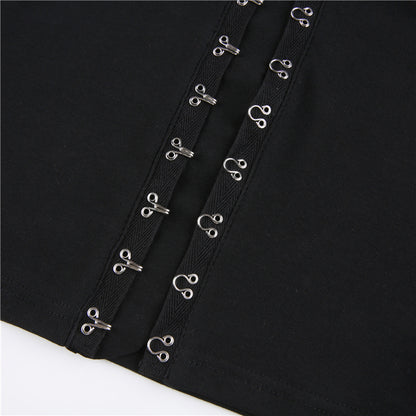 Streetwear Square Neck Hook Cotton Aututmn T-shirts Bodycon Gothic White Crop Tops Tees Long Sleeve T shirt The Clothing Company Sydney