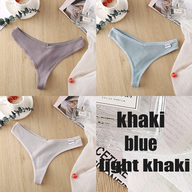 3 Pack 8 Colors Thong G-String Cotton Mix Thongs Panties V Waist Underpants Pantys Lingerie The Clothing Company Sydney