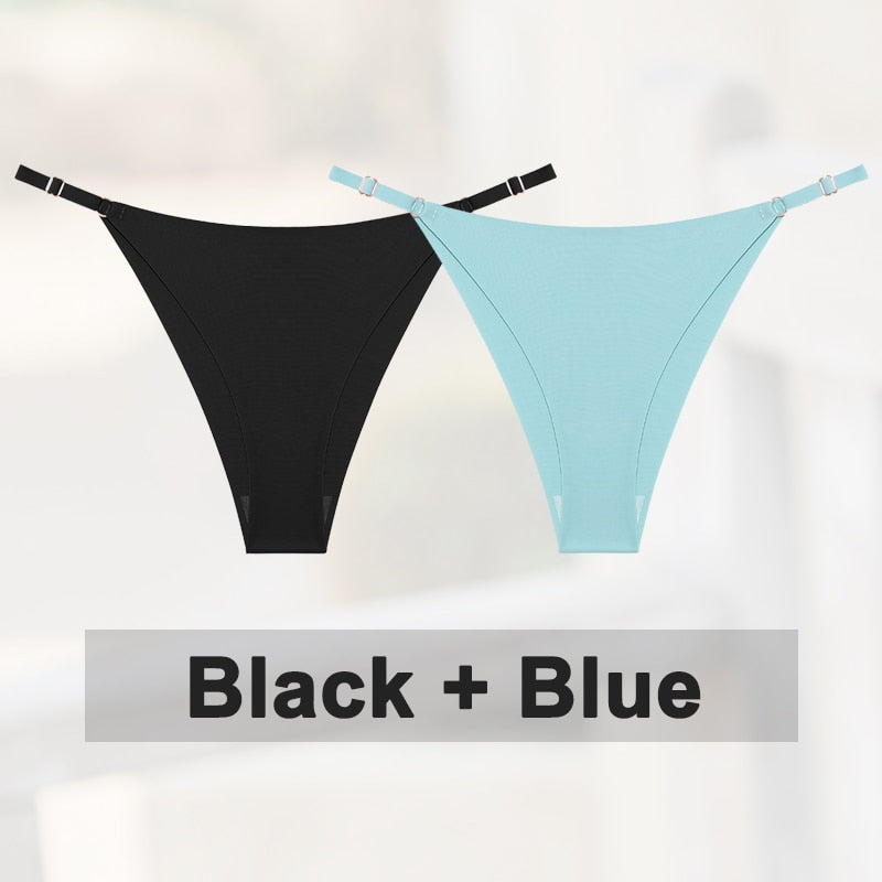 2 pack Seamless Silky G-String Thongs Lingerie Low Rise Panties Adjustable Waistband Straps Hipster Underwear Intimates The Clothing Company Sydney