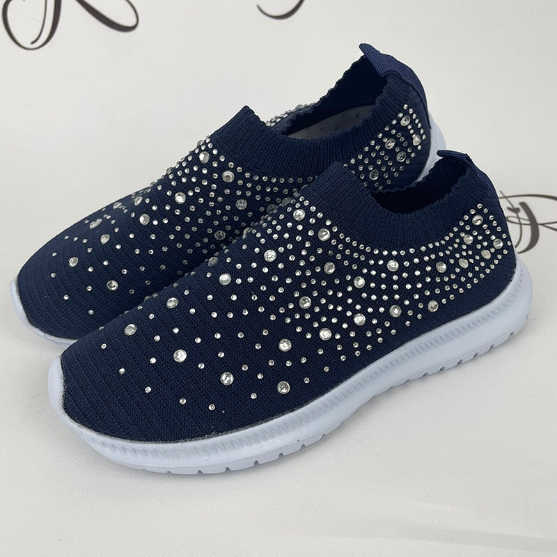 Crystal Breathable Mesh Sneaker Shoes for Women Comfortable Soft Bottom Flats Plus Size Non Slip Casual Shoes The Clothing Company Sydney