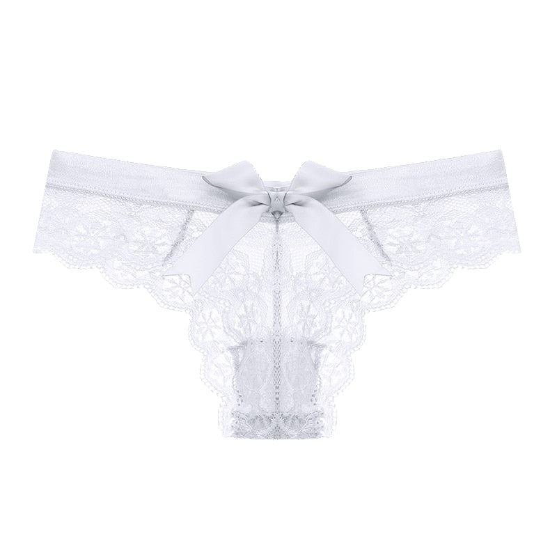 Lace Lingerie G String Underwear Bow  T-Back Thong Transparent Low Waist Panties The Clothing Company Sydney