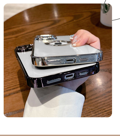 Luxury Square Plating Clear Case For iPhone 13 12 11 Pro Max X XR XS Plus LOGO Hole Hollow Soft Silicone Glass Camera Cover The Clothing Company Sydney