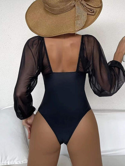 One Piece Swimsuit Swimwear Solid Long Sleeve Backless Rhinestones Diamond Thong Bathing Suit Monokini The Clothing Company Sydney