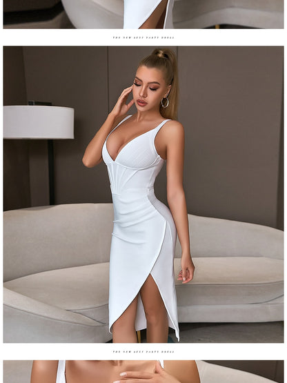Spaghetti Strap Bodycon Bandage Dress Summer V Neck Club Elegant Outwear Celebrity Runway Party Dress The Clothing Company Sydney