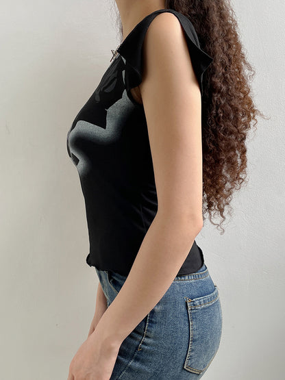 Asymmetrical Dark Academia Rose Printed Summer One Shoulder Grunge Gothic Clothes Tank Cropped Vintage Top The Clothing Company Sydney