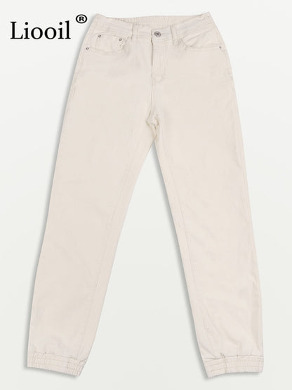 Women's Streetwear Cotton Elastic Waist Brown Jean Pants Women Denim Trousers With Pockets Spring Stretch Jeans The Clothing Company Sydney