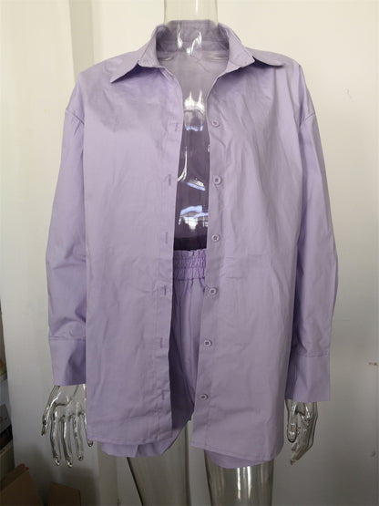 Women's Tracksuits Shirt With Mini Shorts Cotton Two Pieces Sets Fashion Clothing Outfits Blouse Set The Clothing Company Sydney