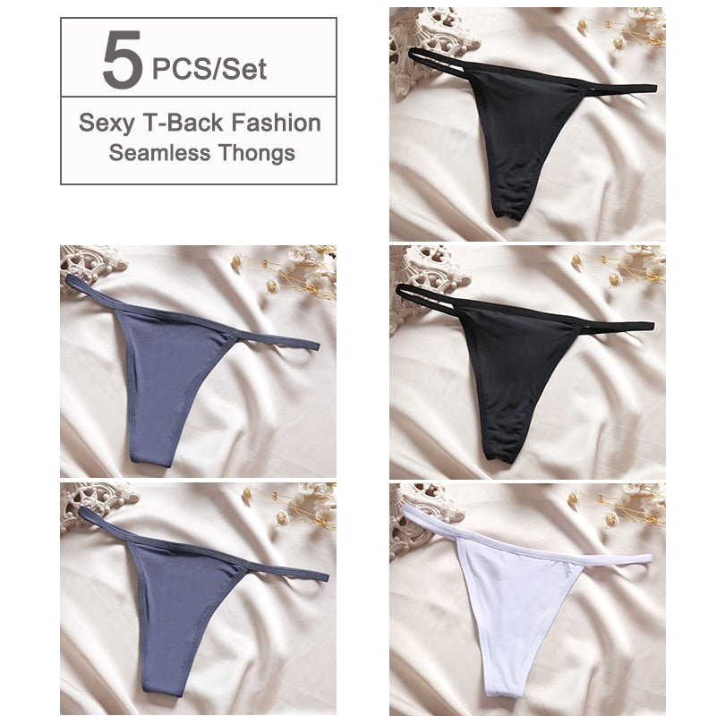 5 Pack Women Seamless G-String Underwear Panties Low Waist Girl T-back Panty Soft Thin Strap Thong Lingerie The Clothing Company Sydney