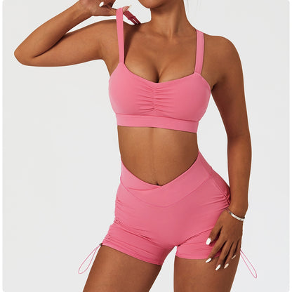 2 Piece Women's Yoga Set Workout Shirts Sport Pants Bra Gym Suits Fitness Shorts Crop Top High Waist Running Leggings Sports Sets The Clothing Company Sydney