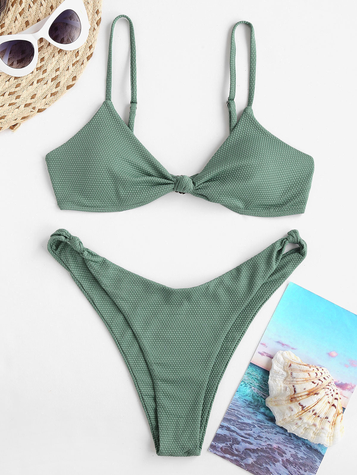 Knotted Textured Cheeky Bikini Swimwear Cami Bikini Two Piece Swimsuit Two-Piece Suits The Clothing Company Sydney