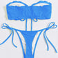 Tie Front Bandeau Thong Bikinis Two Piece Swimwear Swimsuit Bikini Set Summer Beach Bathing Suit The Clothing Company Sydney