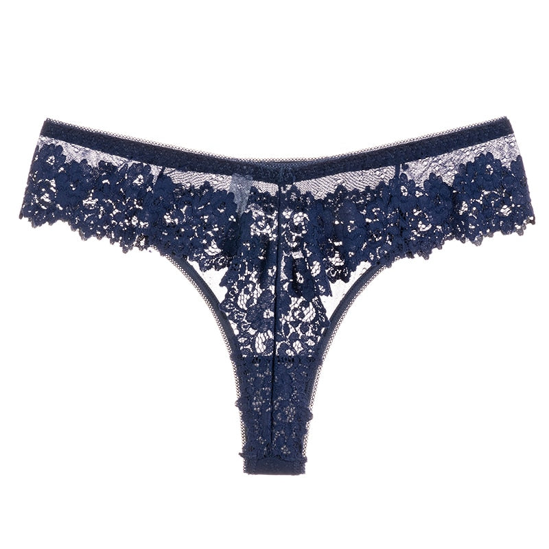 Women Sexy Lace Lingerie Temptation Low-waist Transparent Panties Female Embroidery Floral Hollow Out Thong Underwear G String The Clothing Company Sydney