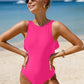 Solid Ruffled One-piece Swimsuit Backless Monokini push up high cut Swimwear Beach Bathing Suits The Clothing Company Sydney