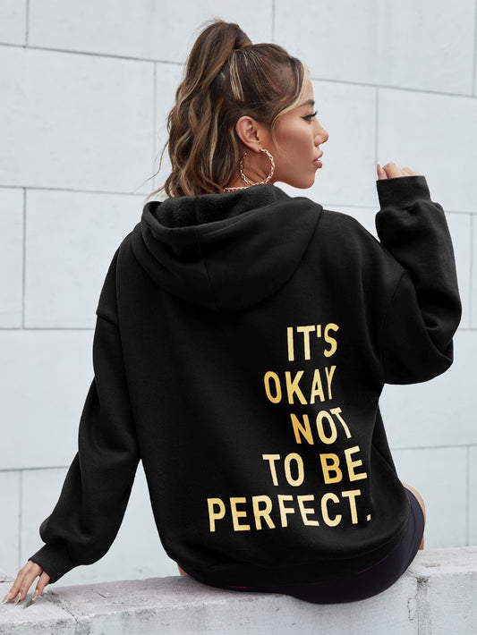 It's Okay No To Be Perfect Print Cotton Mix Long Sleeve Hoodie Niche Soft Sweatshirts Essential Comfortable Tracksuit Sweatershirts The Clothing Company Sydney