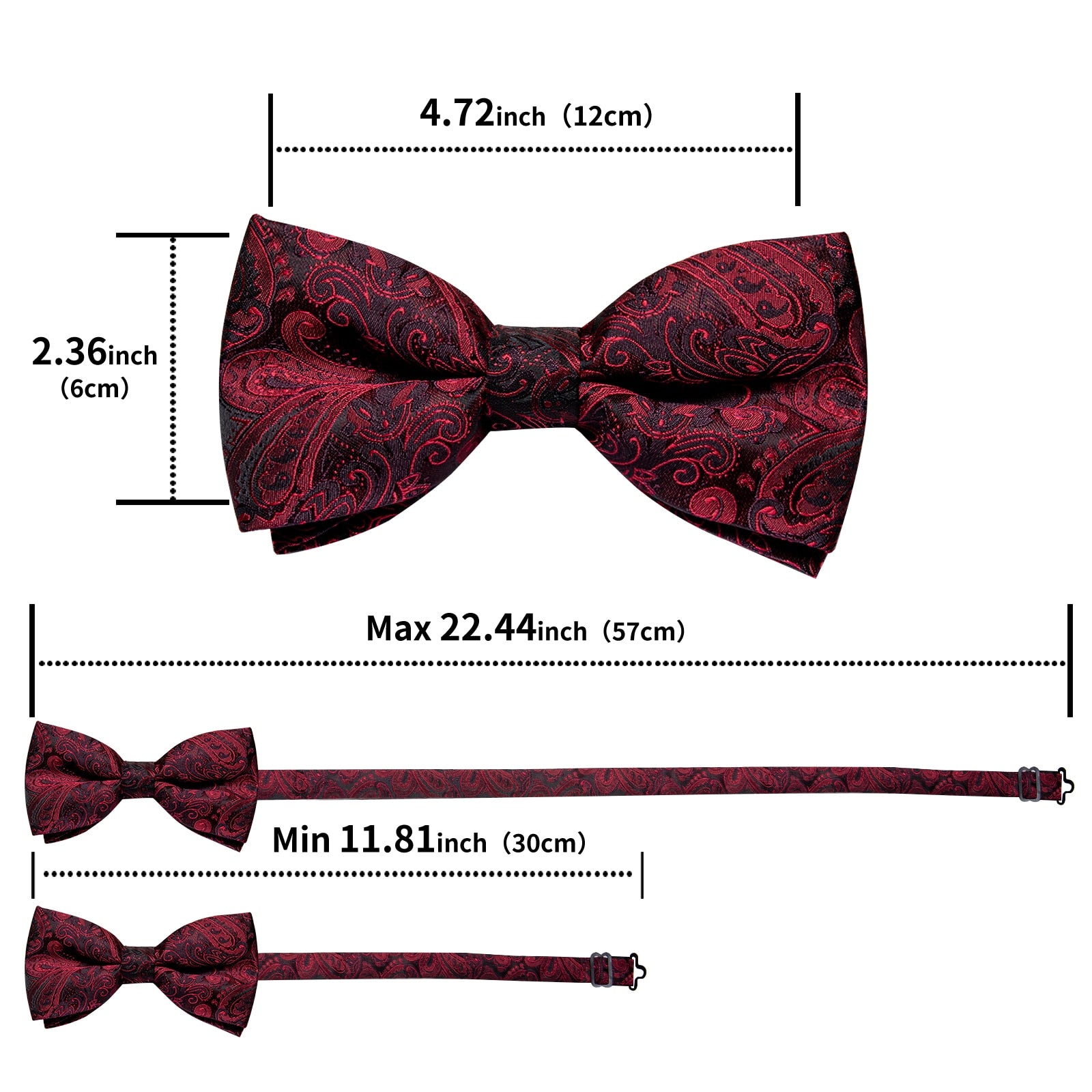 Wedding Bow Tie for Men Classic Red Pre-tied Bowtie Cufflinks Corsage Set for Party Silk Butterfly Knot Gift  Set The Clothing Company Sydney