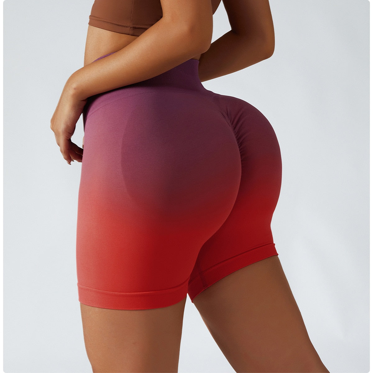 Gradient Seamless Yoga Shorts Gym Running Workout Tight Sports Shorts High Waist Elastic Butt Lifting Fitness Pants Shorts The Clothing Company Sydney