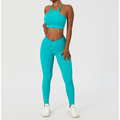 2 Piece Women's Yoga Set Workout Shirts Sport Pants Bra Gym Suits Fitness Shorts Crop Top High Waist Running Leggings Sports Sets The Clothing Company Sydney