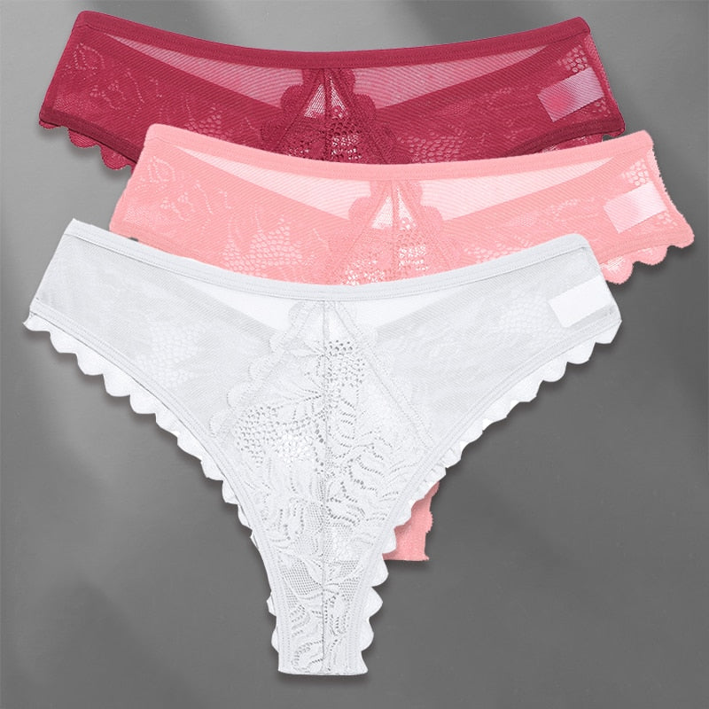 3 piece Lace G-string Panties Perspective Thongs Soft Lingerie Pantys Underwear Femme Intimates Set The Clothing Company Sydney