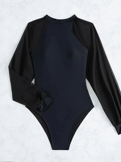 One Piece Swimsuit Swimwear Solid Long Sleeve Backless Rhinestones Diamond Thong Bathing Suit Monokini The Clothing Company Sydney