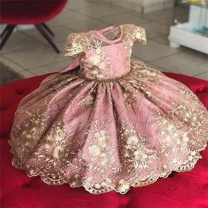 Embroidery Flower Wedding Evening Children Clothing Princess Party Kids Dresses for Girls Birthday Party Lace Flower Ball Gown The Clothing Company Sydney