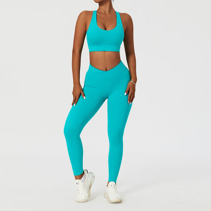 2 Piece Women's Yoga Set Workout Shirts Sport Pants Bra Gym Suits Fitness Shorts Crop Top High Waist Running Leggings Sports Sets The Clothing Company Sydney