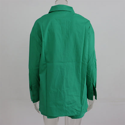 Women's Tracksuits Shirt With Mini Shorts Cotton Two Pieces Sets Fashion Clothing Outfits Blouse Set The Clothing Company Sydney