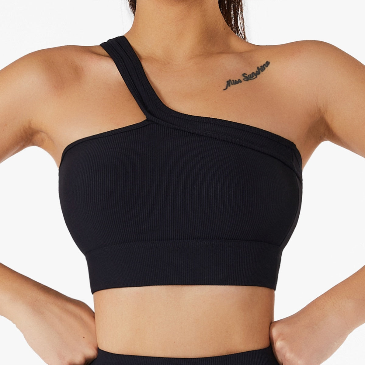 Seamless Thread Fabric Fitness Bra Single Shoulder Strap Gym Top Sports Underwear Outerwear Running Yoga Clothes The Clothing Company Sydney