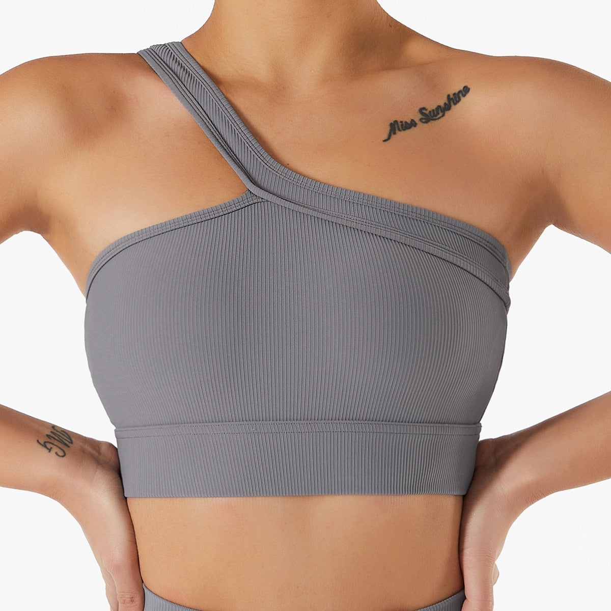 Seamless Thread Fabric Fitness Bra Single Shoulder Strap Gym Top Sports Underwear Outerwear Running Yoga Clothes The Clothing Company Sydney