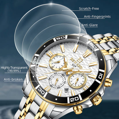 Mens Watch Waterproof Sport Wristwatch for Men Stainless Steel Business Quartz Watches Clock Gift for Father Birthday The Clothing Company Sydney