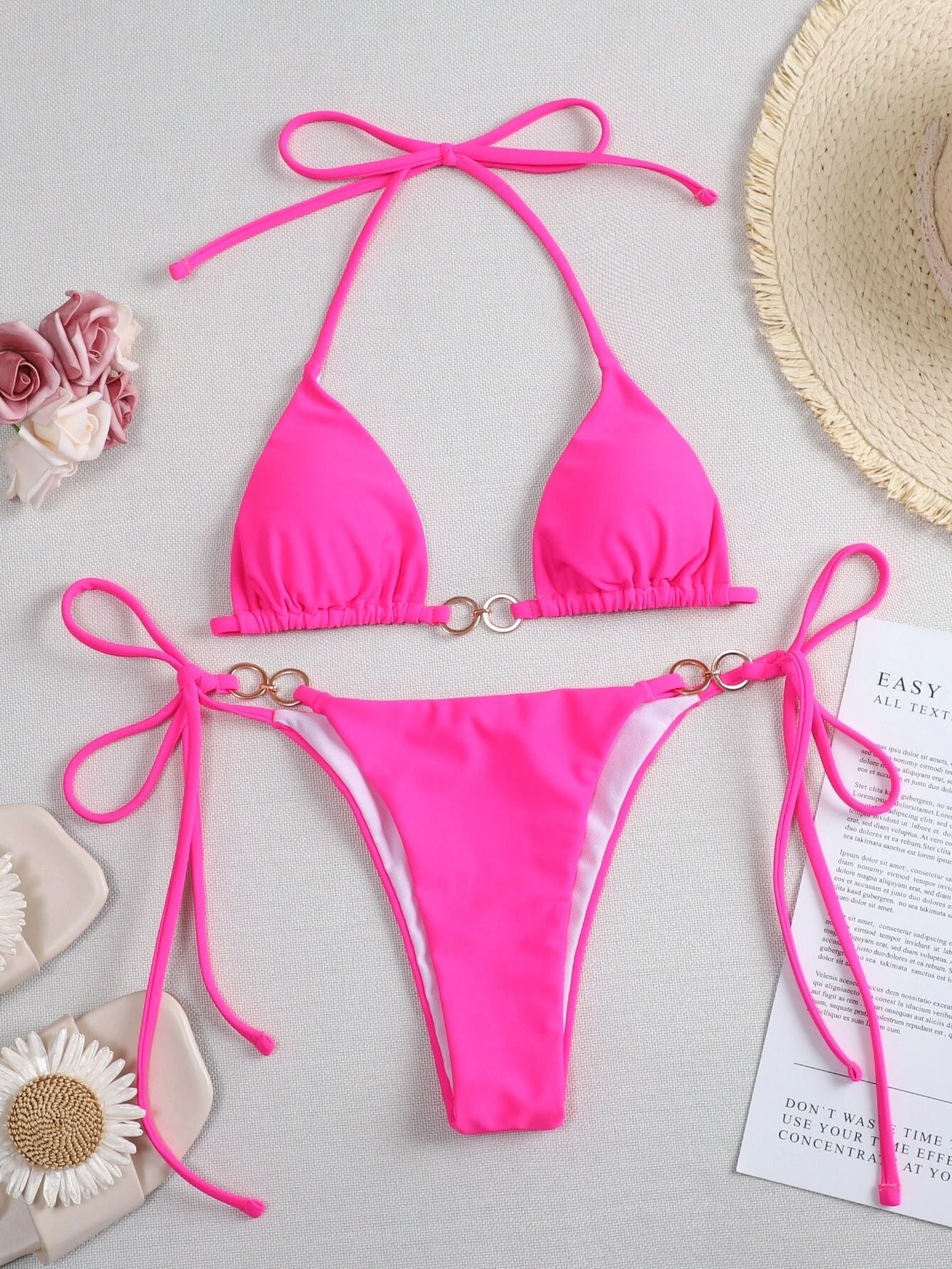 Ring Linked Micro Triangle Thong Bikini Set Two Piece Swimwear Sexy Swimsuit Summer Beach Bathing Suit Bikinis The Clothing Company Sydney