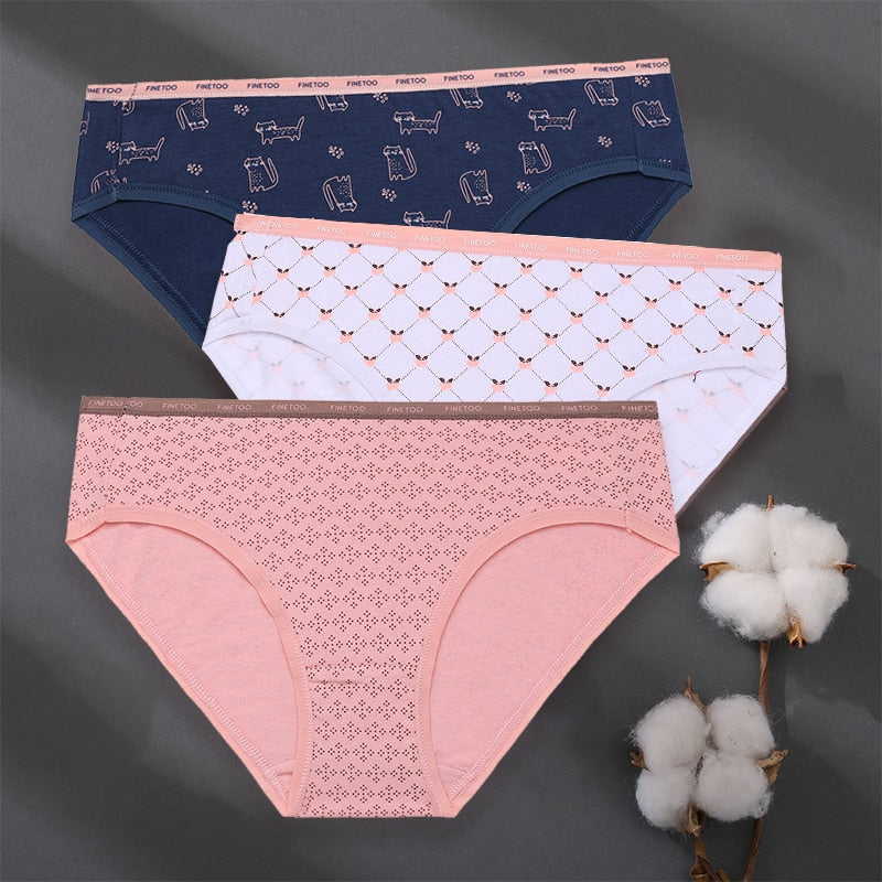 3 pack Set Women Panties Cotton Underwear Patchwork Cute Design Lingerie Underpants Pantys Sexy Briefs Intimates for Girls The Clothing Company Sydney