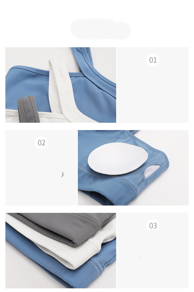 Seamless Thread Fabric Fitness Bra Single Shoulder Strap Gym Top