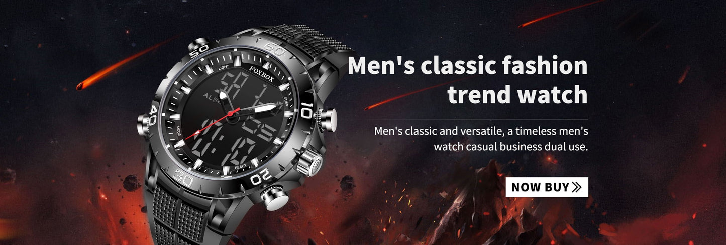 Foxbox Sport Mens Watches Top Brand Luxury Dual Display Quartz Watch For Men Military Waterproof Digital Electronic Watch The Clothing Company Sydney