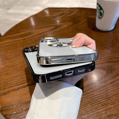 Luxury Square Plating Clear Case For iPhone 13 12 11 Pro Max X XR XS Plus LOGO Hole Hollow Soft Silicone Glass Camera Cover The Clothing Company Sydney