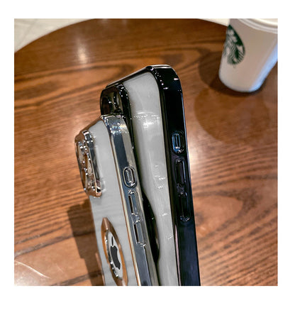 Luxury Square Plating Clear Case For iPhone 13 12 11 Pro Max X XR XS Plus LOGO Hole Hollow Soft Silicone Glass Camera Cover The Clothing Company Sydney