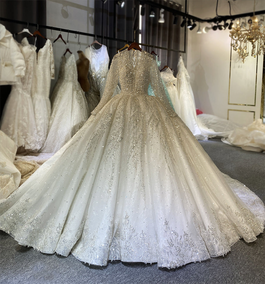 Luxury Full Pearls Wedding Dress With Long Train The Clothing Company Sydney