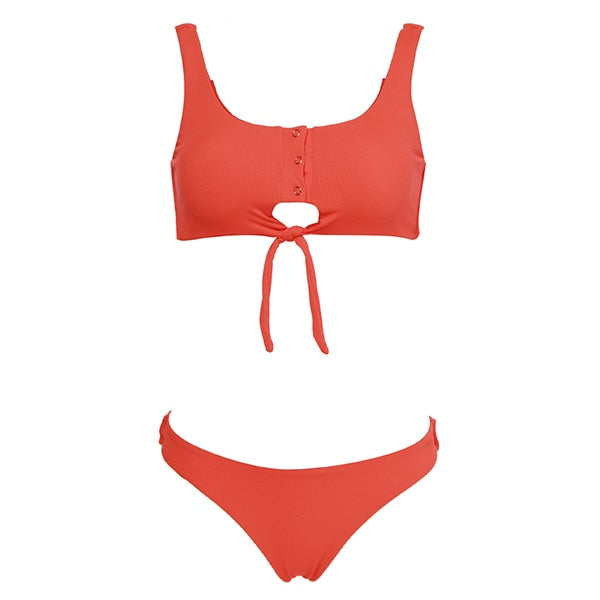 Ribbed Bikini Sets Swimsuit Tie Front Two Pieces Sport Swimwear Beach Brazilian Bathing Suit The Clothing Company Sydney