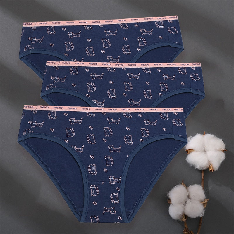 FINETOO 3pack Letter Graphic Panty Set