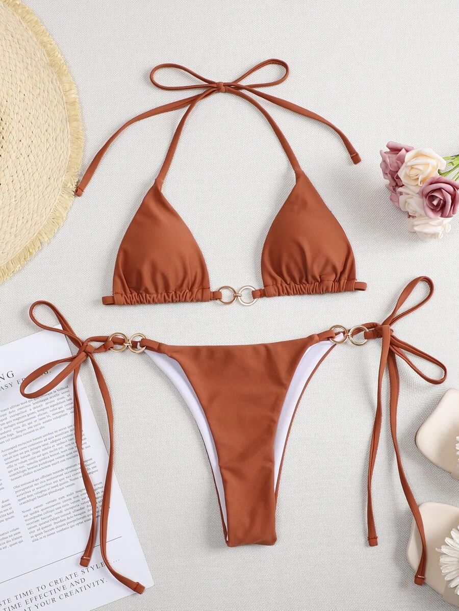 Ring Linked Micro Triangle Thong Bikini Set Two Piece Swimwear Sexy Swimsuit Summer Beach Bathing Suit Bikinis The Clothing Company Sydney