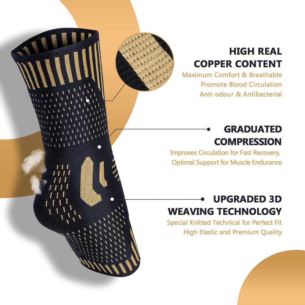 Copper Ankle Brace Infused Compression Sleeve Support for Plantar Fasciitis Sprained Ankle Achilles Tendon Pain Relief Running Ankle Brace The Clothing Company Sydney