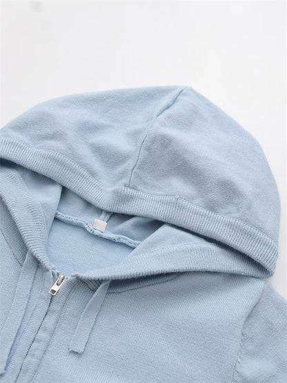 Women's Spring Outfits Casual Zipper Sweater Hoodie Set High Waist Flare Pants Suits Pink Knitted Y2k Two Piece Set The Clothing Company Sydney