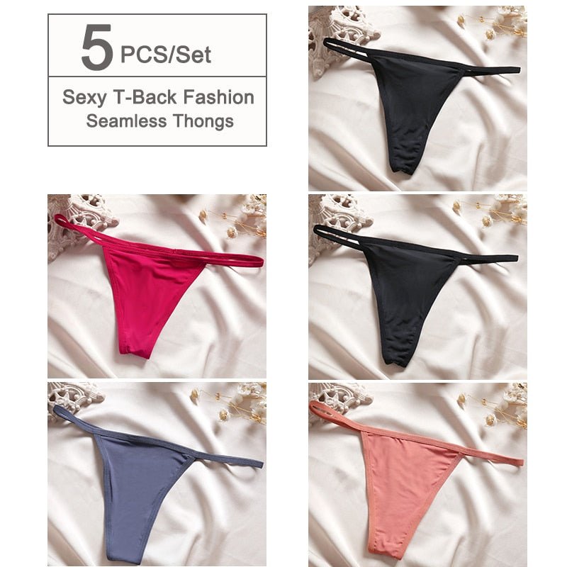 5 Pack Women Seamless G-String Underwear Panties Low Waist Girl T-back Panty Soft Thin Strap Thong Lingerie The Clothing Company Sydney