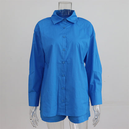 Women's Tracksuits Shirt With Mini Shorts Cotton Two Pieces Sets Fashion Clothing Outfits Blouse Set The Clothing Company Sydney