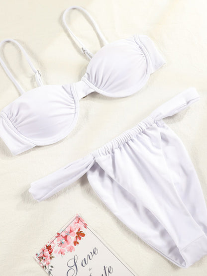 Pleated Bikinis Swimsuit Triangle Bikini Set Swimwear Halter Bathing Suits Bandage Beachwear The Clothing Company Sydney